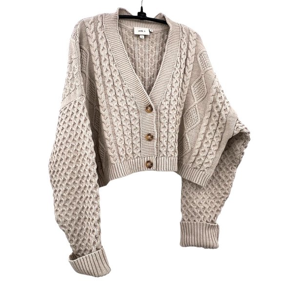 Urban Outfitters Milk It Cable Knit Cropped Cardigan Size 10 - Picture 4 of 10